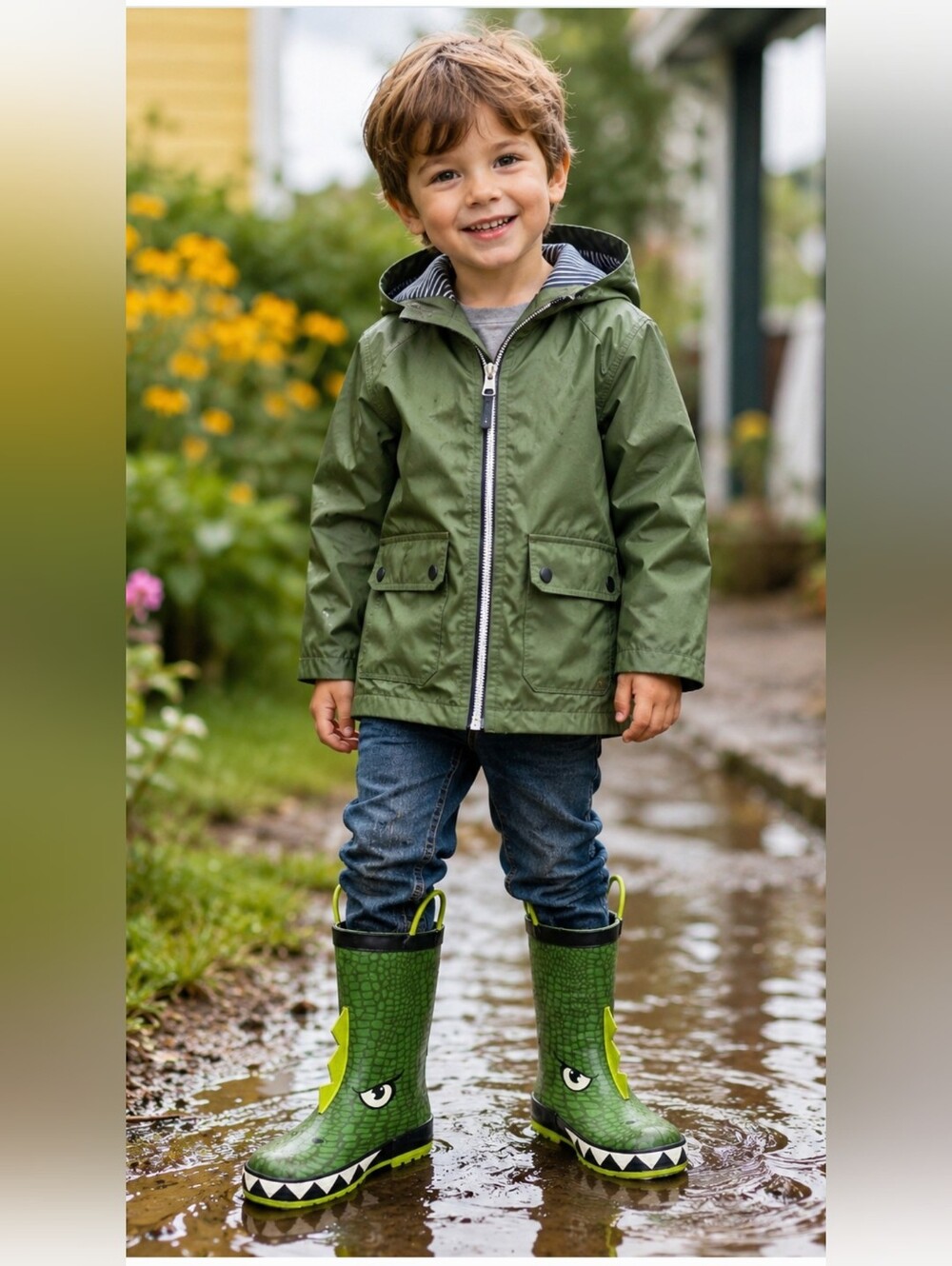 Western Chief Kids Green Dinosaur Rain Boots Size 11/12 🦖